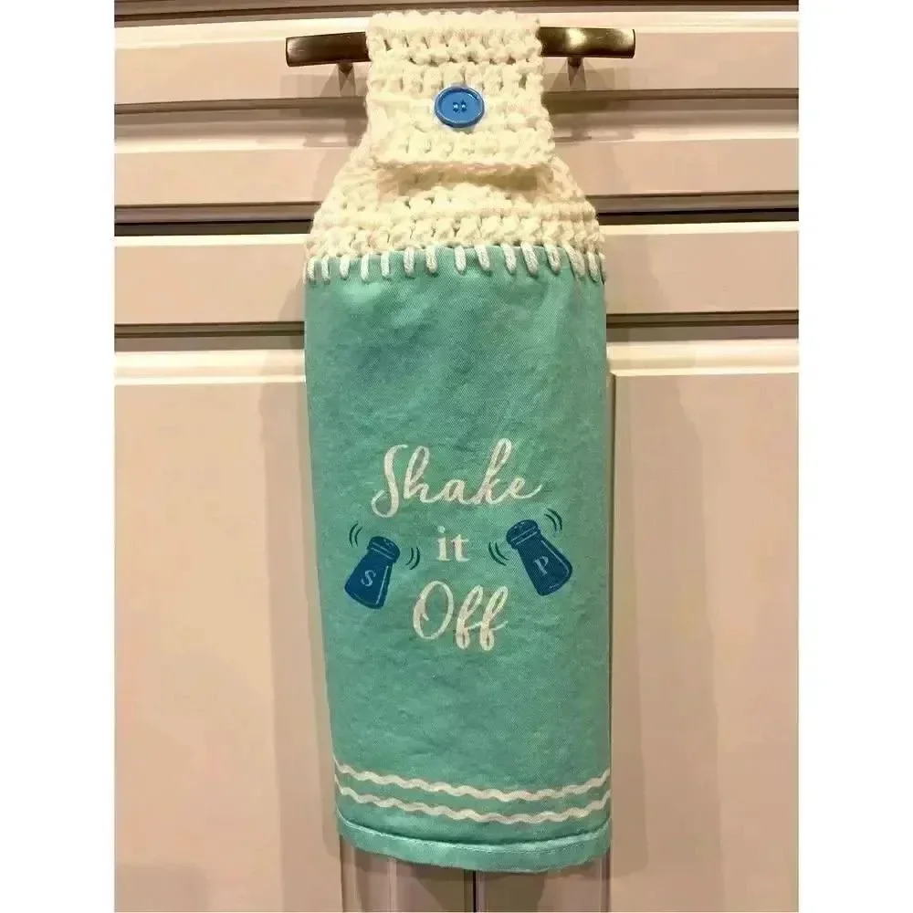 Crochet Top Kitchen Towel- Shake It Off (Salt And Pepper Shakers)